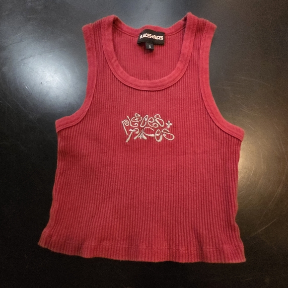 places + faces Tops - Red Ribbed Tank Top